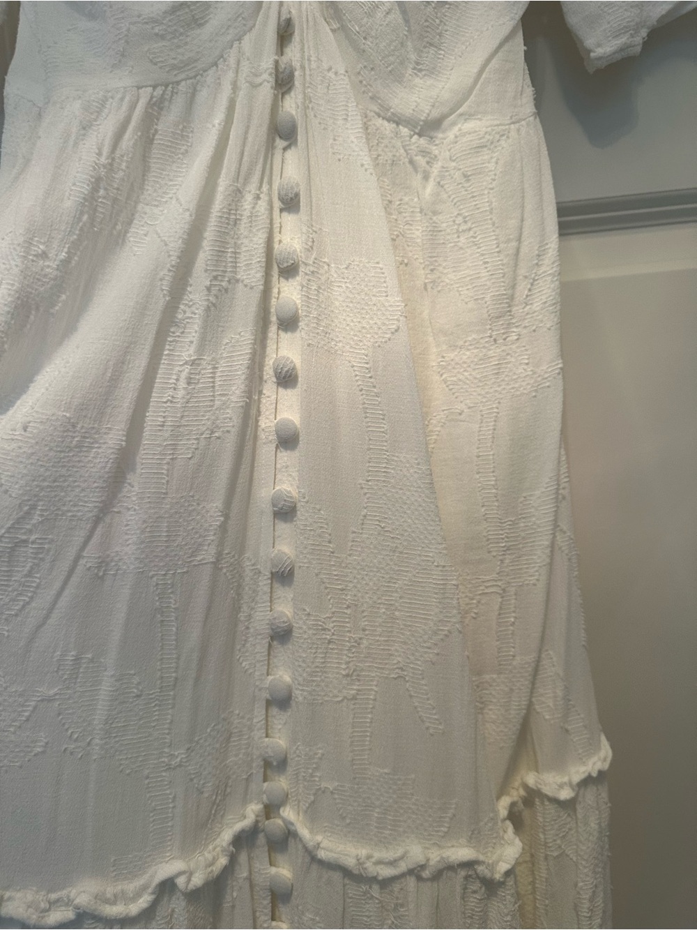 Anthropologie White Tiered Button-Front Maxi Dress - Picture 5 of 7